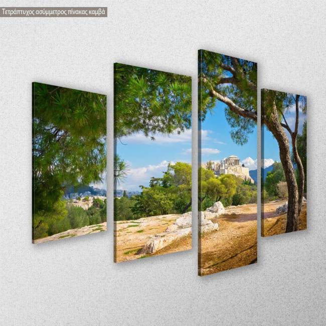 Canvas print View of the Acropolis, four panels, side