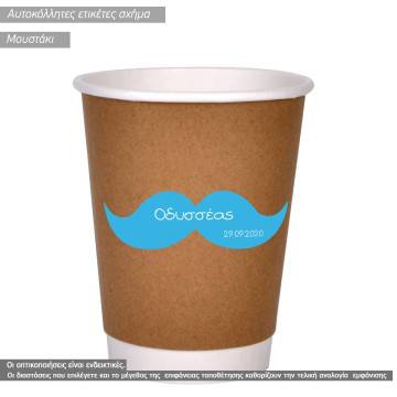 Sticker label Moustache with name