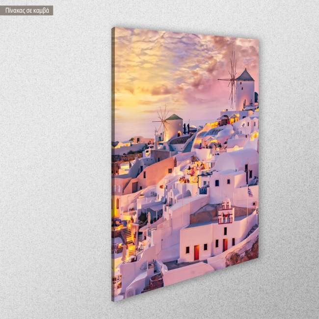 Canvas print Sunset at Santorini, side