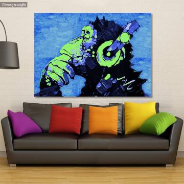 Πίνακας σε καμβά Monkey D.J. in blue