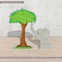 wooden decorative figure printed  tree and animal