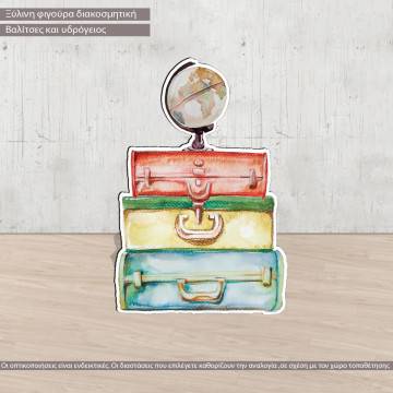 Wooden figures printed, travel theme