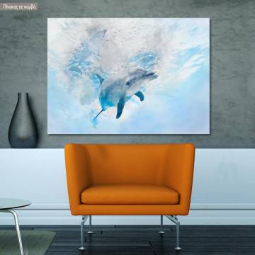Canvas print Smiling dolphin watercolor