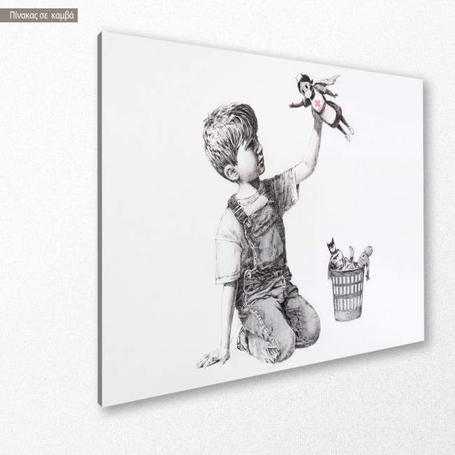 Πίνακας σε καμβά Real superhero, Banksy, κοντινό