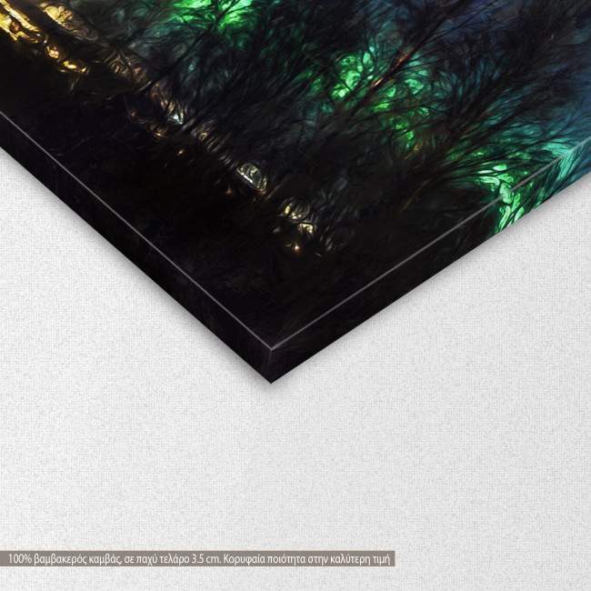 Canvas print, Northern lights over city