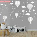 Kids wall stickers, Balloons in the night sky gray theme, collection