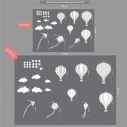 Kids wall stickers, Balloons in the night sky gray theme, collection