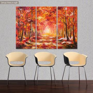 Πίνακας σε καμβά Colorful autumn forest, τρίπτυχος