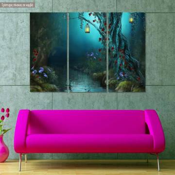 Canvas print Mystery river,  3 panels