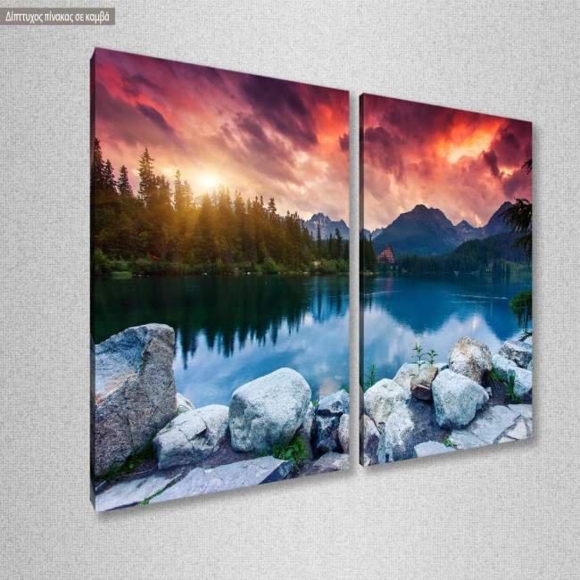 Canvas print Mountain lake, two panels, side