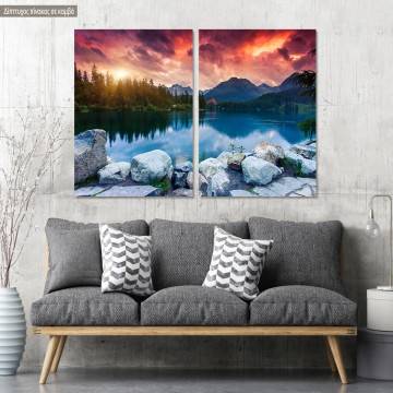 Canvas print Mountain lake, two panels