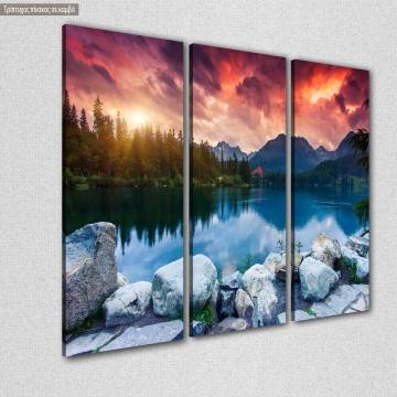 Canvas print Mountain lake,  3 panels 2