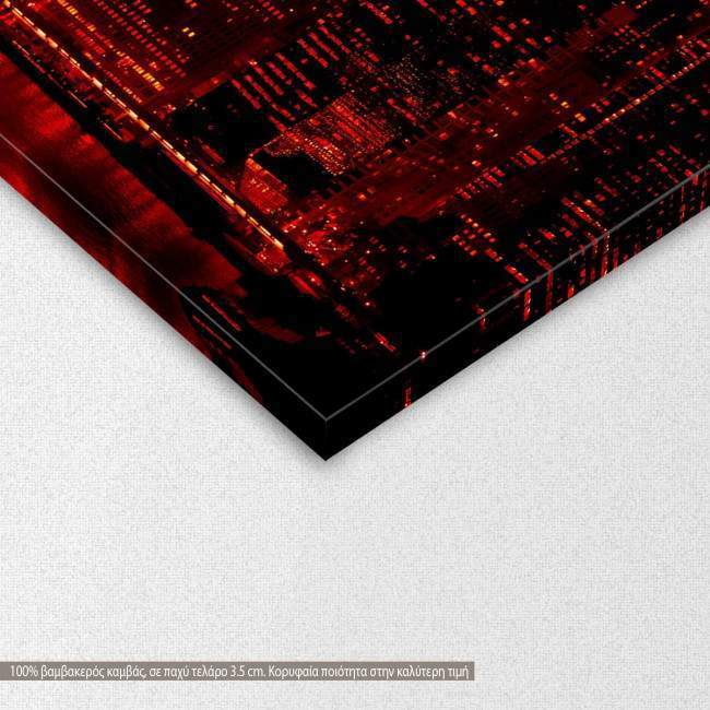 Canvas print Night city in red glow, detail
