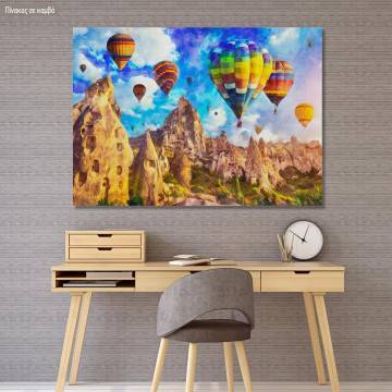Canvas print, Balloons over Cappadocia, impasto