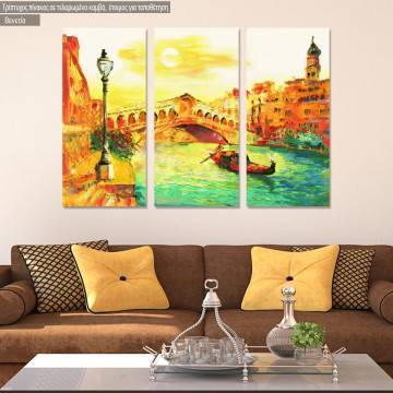 Canvas print Venice, Italy, oil painting,  3 panels