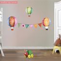 Kids wall stickers Hot air balloons and flags watercolor