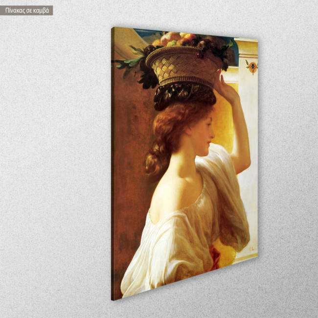 Canvas print Girl with a basket of fruit, Leighton F, side