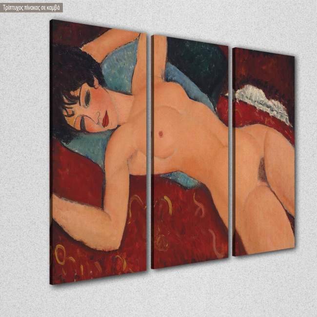 Πίνακας σε καμβά Reclining nude, Modigliani A. C, τρίπτυχος, κοντινό