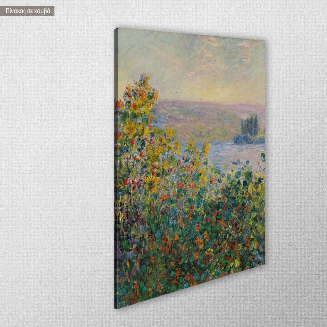 Canvas print Flower beds at Vetheuil, Monet C, side