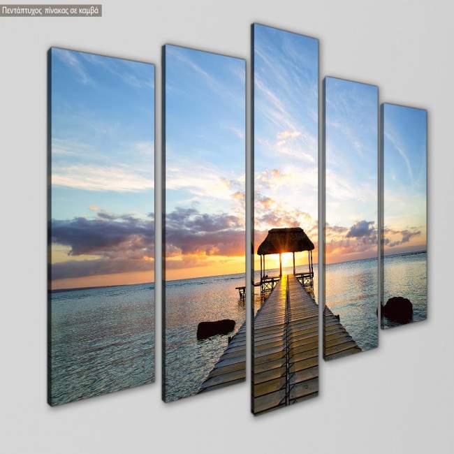 Canvas print Jetty silhouette five panels, side