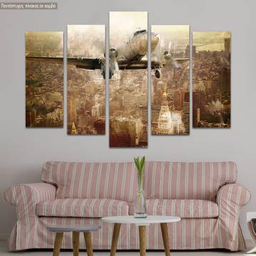 Canvas print Vintage flight five panels