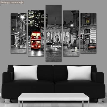 Canvas print London bus five panels
