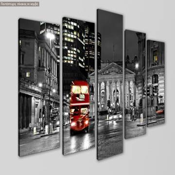 Canvas print London bus five panels 2