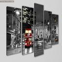 Canvas print London bus five panels, side