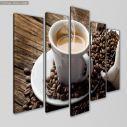 Πίνακας σε καμβά Espresso coffee, πεντάπτυχος, κοντινό