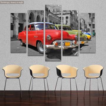 Canvas print Colorful Havana cars five panels