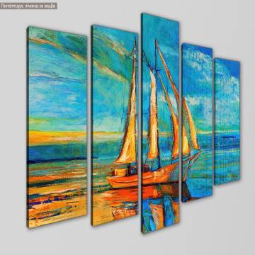 Canvas print Sailing reflections five panels 2