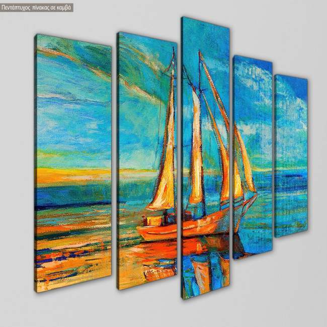 Canvas print Sailing reflections five panels, side