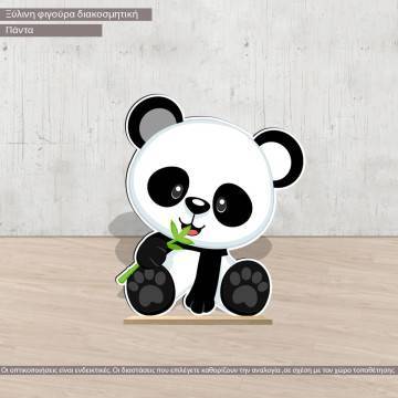 Cute panda wooden figure printed, panta