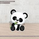 Cute panda wooden figure printed, panta