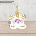 Unicorn watercolor face  wooden figure printed