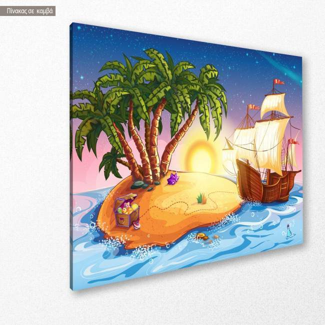 Kids canvas print Treasure island, side