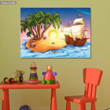 Πίνακας παιδικός σε καμβά Το νησί του θησαυρού