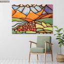 Canvas print Village and mountains