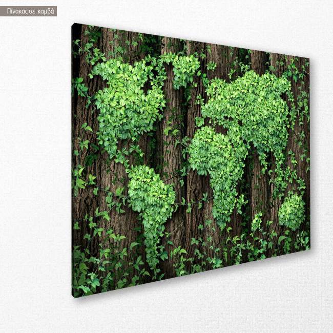 Canvas print Leafed world map, side