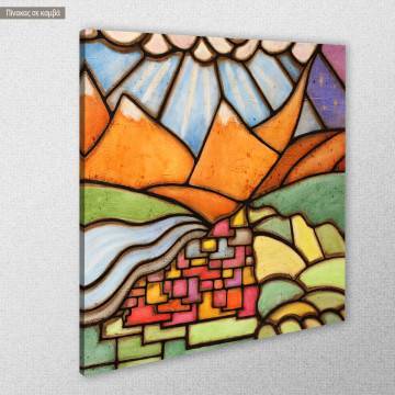 Canvas print Village and mountains 2