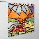 Canvas print Village and mountains, side