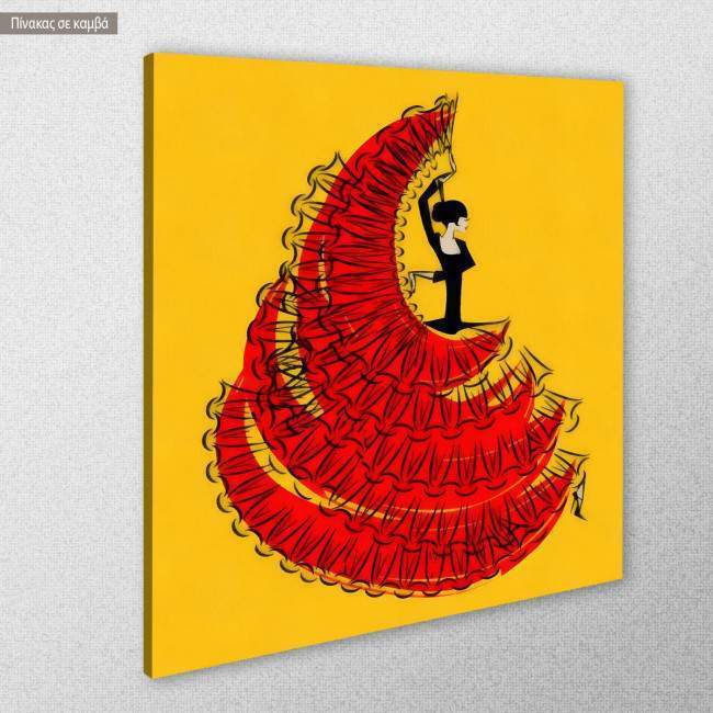 Canvas print Flamenco  dancer in red, side