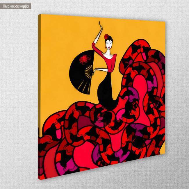 Canvas print Flamenco dancer with fan, side
