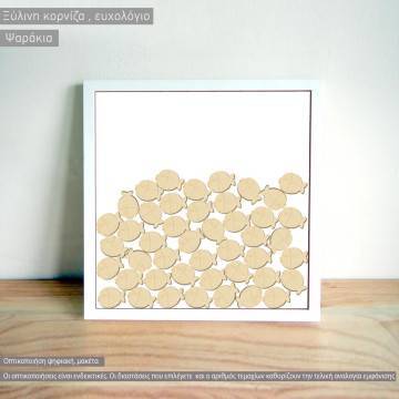 Frame with fish wooden wishes board