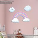Wooden printed rainbow and clouds
