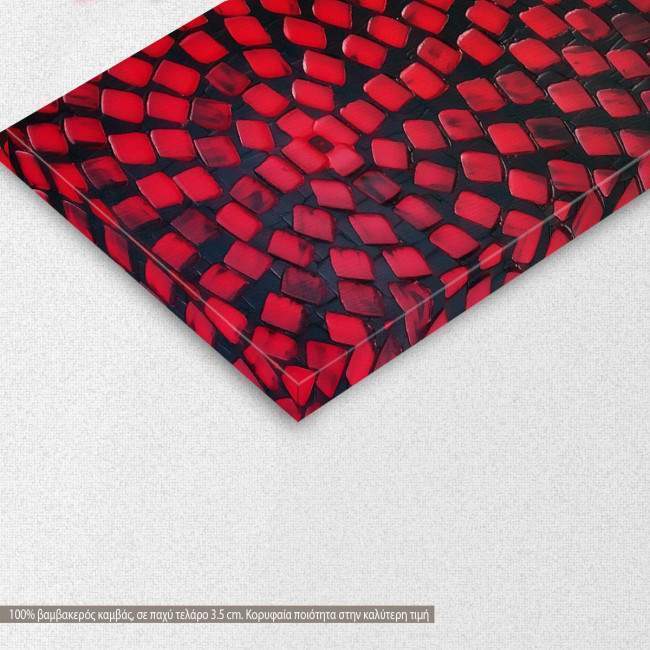 Canvas print Acrylic red on black, 3 panels, detail