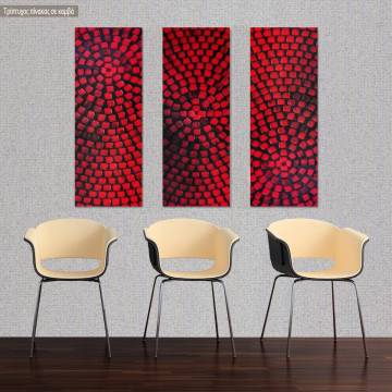 Πίνακας σε καμβά Acrylic red on black, τρίπτυχος