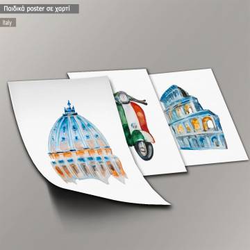 Italy VII, κάδρο, μαύρη κορνίζα τρίπτυχος 2