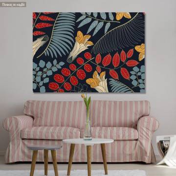 Canvas print Red and blue leafs