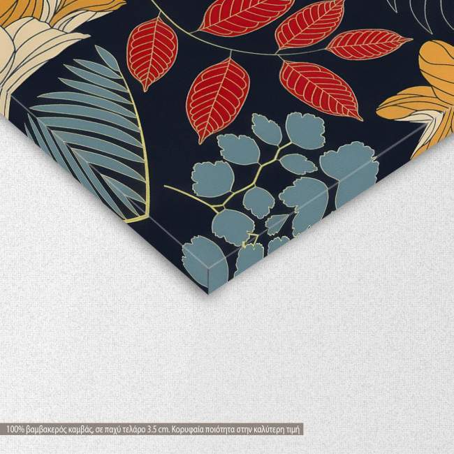 Canvas print Red and blue leafs, detail